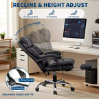 Chaise de bureau de direction à dossier haut – Cuir PU noir avec repose-pieds, pivotante à 360° et support ergonomique