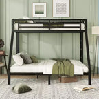 Lit superposé métallique double XL sur grand (Queen) – Gain de place, réduction du bruit, pas besoin de sommier tapissier, noir