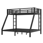 Lit superposé métallique double XL sur grand (Queen) – Gain de place, réduction du bruit, pas besoin de sommier tapissier, noir