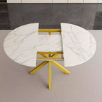 Table à manger escamotable moderne de 150 cm pour 6 personnes – Table pliante avec base en acier au carbone pour cuisine et salon
