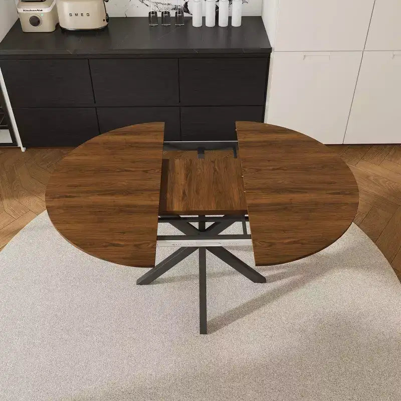 Table à manger escamotable moderne de 150 cm pour 6 personnes – Table pliante avec base en acier au carbone pour cuisine et salon