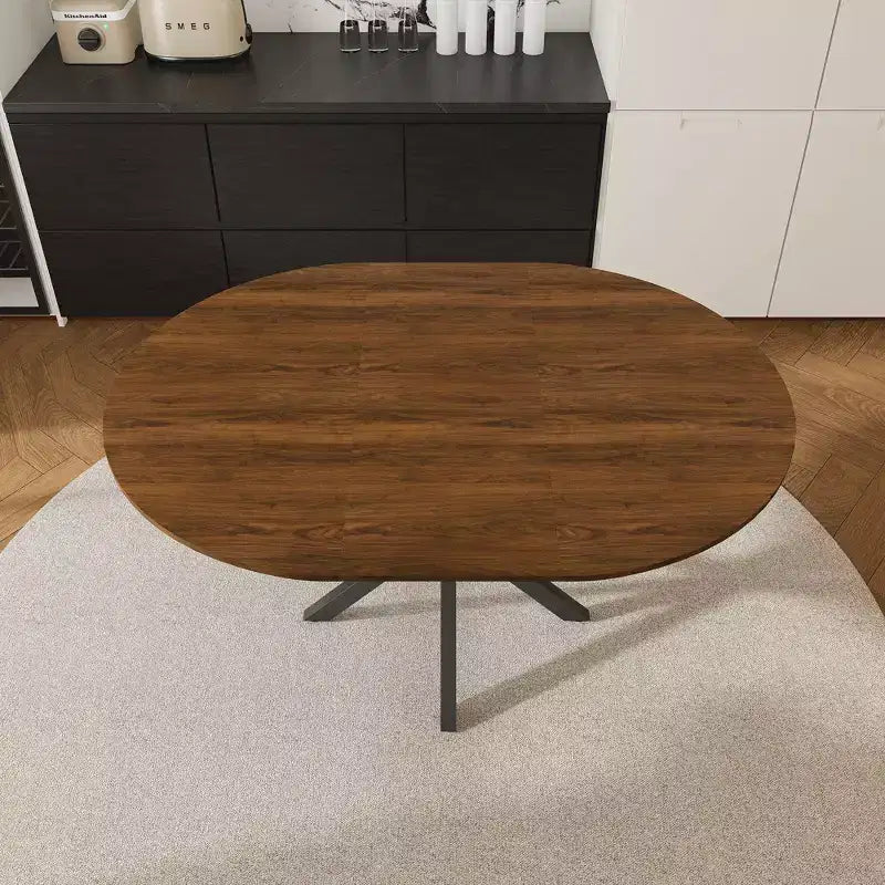 Table à manger escamotable moderne de 150 cm pour 6 personnes – Table pliante avec base en acier au carbone pour cuisine et salon