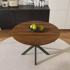 Okak 59IN Modern Retractable Dining Table for 6, Folding Table with Carbon Steel Base, Kitchen Table for Dining Room, Living Room