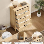 Commode de ferme à 5 tiroirs – Armoire en bois, style meuble TV pour chambre, salon et couloir