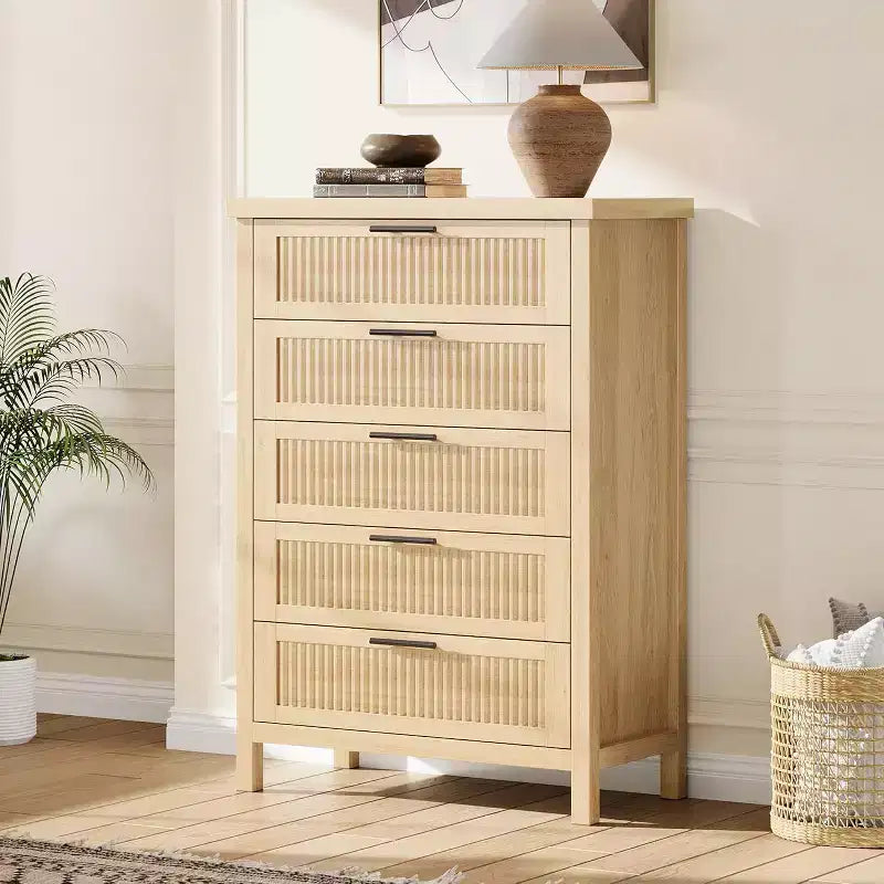 Commode de ferme à 5 tiroirs – Armoire en bois, style meuble TV pour chambre, salon et couloir
