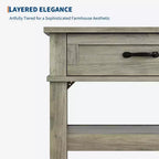 Console - Table d'appoint avec 2 tiroirs et 3 étagères – Table d'entrée étroite pour le salon et le couloir