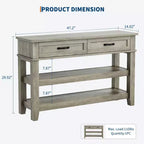 Console - Table d'appoint avec 2 tiroirs et 3 étagères – Table d'entrée étroite pour le salon et le couloir