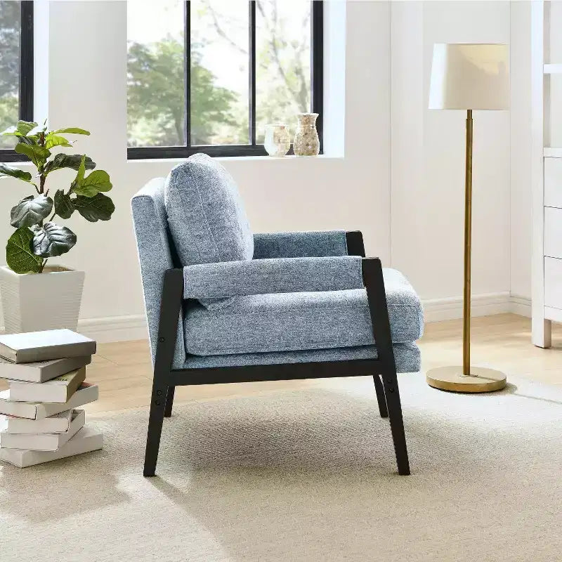 Fauteuil d'appoint en chenille de style Mid-Century Modern – Chaise longue élégante pour salon