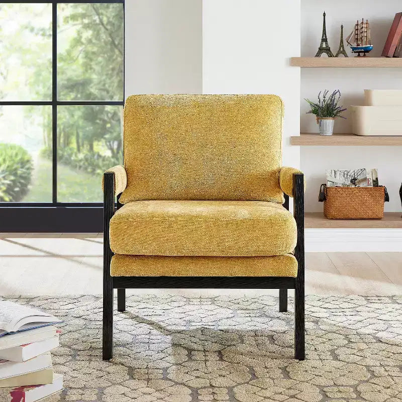 Fauteuil d'appoint en chenille de style Mid-Century Modern – Chaise longue élégante pour salon