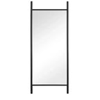 HomeRoots 64 Black Solid Wood Ladder Leaning Framed Full Length Mirror