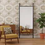 Miroir psyché inclinable en bois massif noir de 64 po avec cadre en échelle