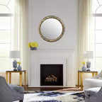 Modern Round Wall Mirror with Textured Metal Frame - Decorative Accent for Home, Office, Bedroom, or Living Room - 29 Bronze & Copper