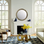 Miroir Mural Rond de 29 po avec Cadre en Métal Texturé – Accent Décoratif Bronze et Cuivre pour la Maison et le Bureau