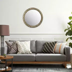 Miroir Mural Rond de 29 po avec Cadre en Métal Texturé – Accent Décoratif Bronze et Cuivre pour la Maison et le Bureau