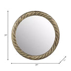 Miroir Mural Rond de 29 po avec Cadre en Métal Texturé – Accent Décoratif Bronze et Cuivre pour la Maison et le Bureau