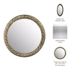 Miroir Mural Rond de 29 po avec Cadre en Métal Texturé – Accent Décoratif Bronze et Cuivre pour la Maison et le Bureau