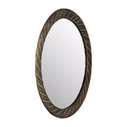 Miroir Mural Rond de 29 po avec Cadre en Métal Texturé – Accent Décoratif Bronze et Cuivre pour la Maison et le Bureau