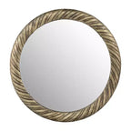 Miroir Mural Rond de 29 po avec Cadre en Métal Texturé – Accent Décoratif Bronze et Cuivre pour la Maison et le Bureau