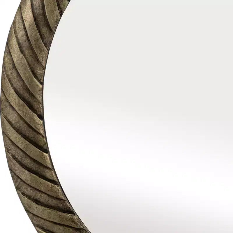 Miroir Mural Rond de 29 po avec Cadre en Métal Texturé – Accent Décoratif Bronze et Cuivre pour la Maison et le Bureau