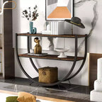 Console Table Demilune Industrielle – Table d'Appoint 3 Niveaux avec Étagères Ouvertes pour Entrée, Salon et Bureau