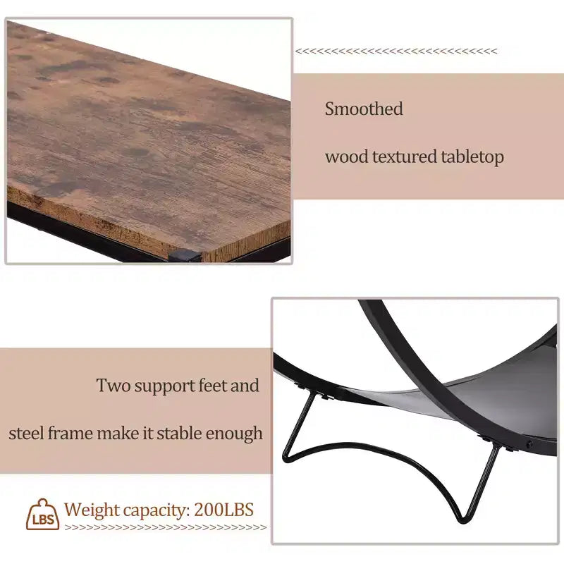 Console Table Demilune Industrielle – Table d'Appoint 3 Niveaux avec Étagères Ouvertes pour Entrée, Salon et Bureau
