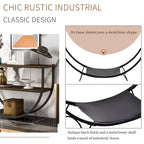 Console Table Demilune Industrielle – Table d'Appoint 3 Niveaux avec Étagères Ouvertes pour Entrée, Salon et Bureau