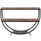 Console Table Demilune Industrielle – Table d'Appoint 3 Niveaux avec Étagères Ouvertes pour Entrée, Salon et Bureau