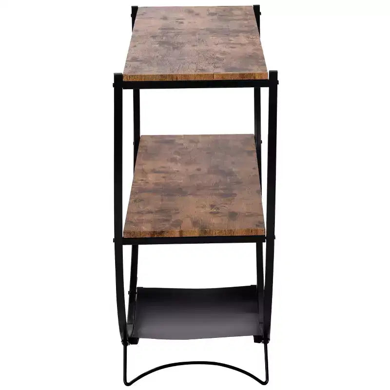 Console Table Demilune Industrielle – Table d'Appoint 3 Niveaux avec Étagères Ouvertes pour Entrée, Salon et Bureau
