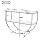 Console Table Demilune Industrielle – Table d'Appoint 3 Niveaux avec Étagères Ouvertes pour Entrée, Salon et Bureau