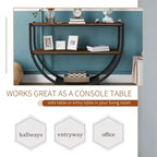 Console Table Demilune Industrielle – Table d'Appoint 3 Niveaux avec Étagères Ouvertes pour Entrée, Salon et Bureau