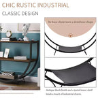 Console Table Demilune Industrielle – Table d'Appoint 3 Niveaux avec Étagères Ouvertes pour Entrée, Salon et Bureau
