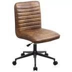Furniliving Office Desk Armless Chair Faux Leather Upholstered Mid-Back 360 Swivel Adjustable Task Chair