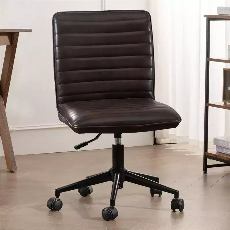 Chaise de bureau sans accoudoirs – Similicuir dossier mi-haut pivotante à 360° et réglable