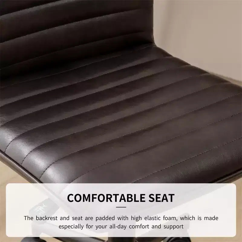 Chaise de bureau sans accoudoirs – Similicuir dossier mi-haut pivotante à 360° et réglable