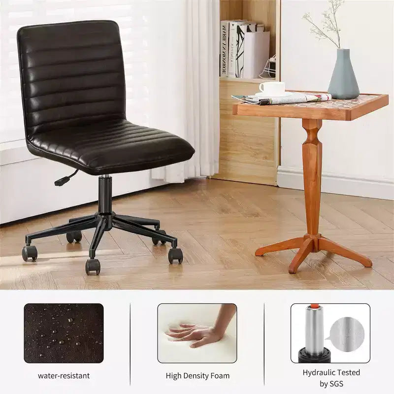 Chaise de bureau sans accoudoirs – Similicuir dossier mi-haut pivotante à 360° et réglable