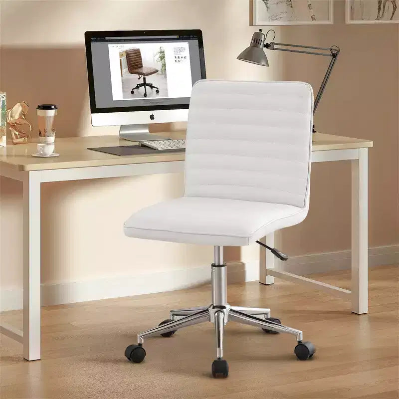 Chaise de bureau sans accoudoirs – Similicuir dossier mi-haut pivotante à 360° et réglable