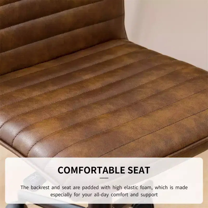 Chaise de bureau sans accoudoirs – Similicuir dossier mi-haut pivotante à 360° et réglable