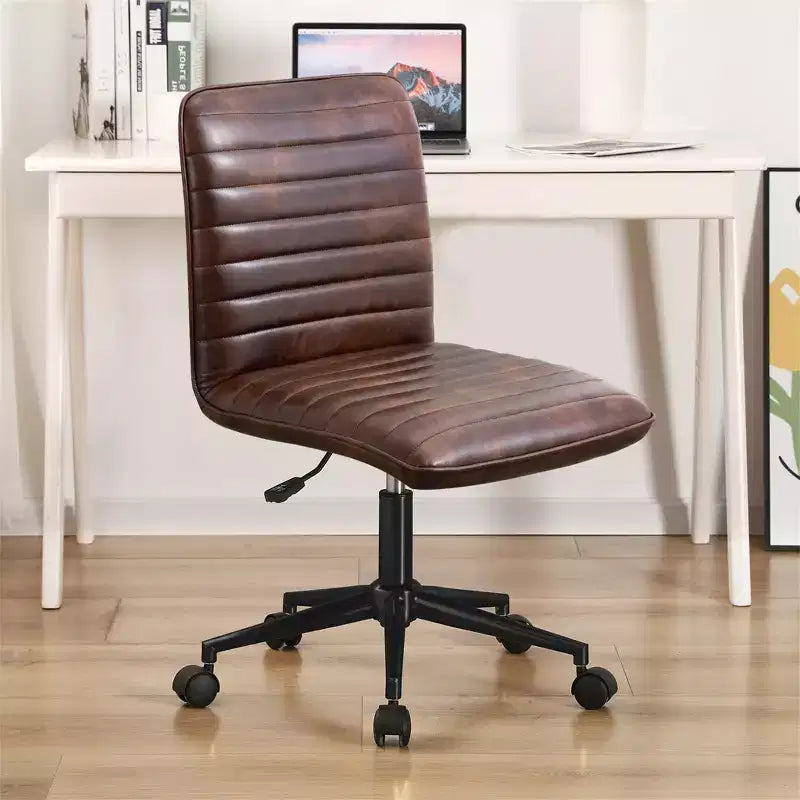 Chaise de bureau sans accoudoirs – Similicuir dossier mi-haut pivotante à 360° et réglable