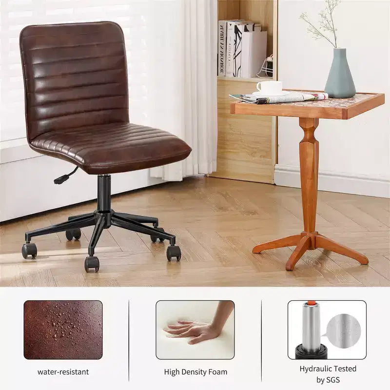 Chaise de bureau sans accoudoirs – Similicuir dossier mi-haut pivotante à 360° et réglable