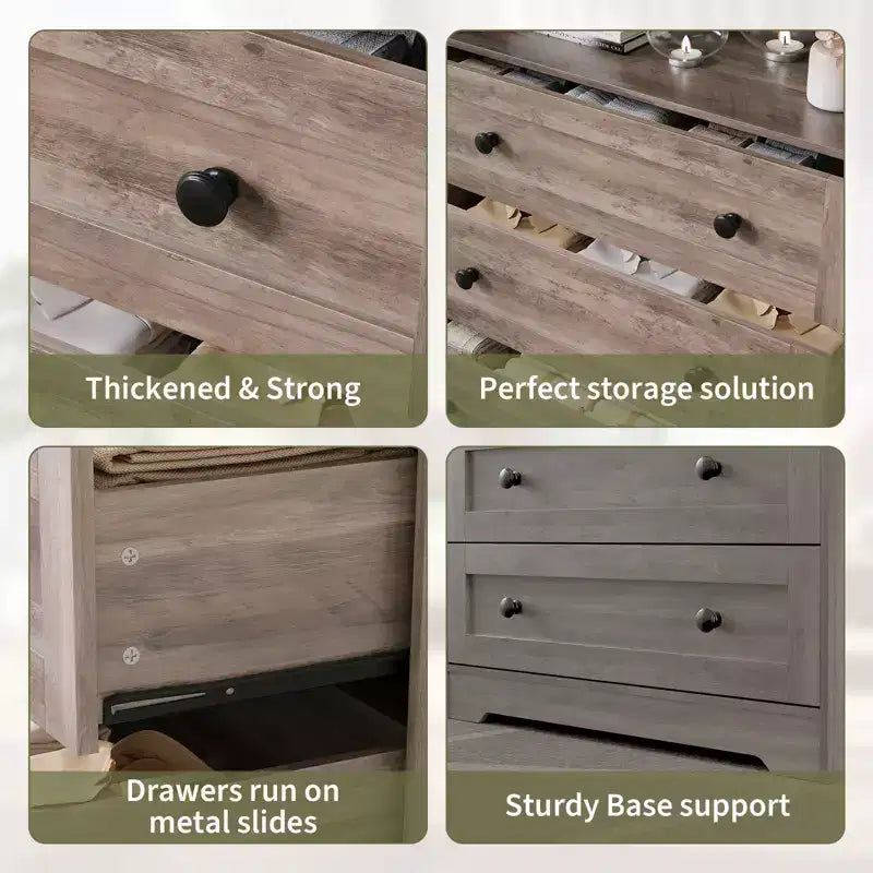 Commode haute 5 tiroirs avec étagère d'exposition – Armoire de rangement en bois moderne pour chambre, placard et couloir