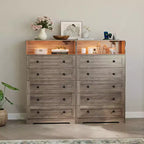 Commode haute 5 tiroirs avec étagère d'exposition – Armoire de rangement en bois moderne pour chambre, placard et couloir