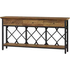 Lantine 70.86 Extra Long Console Sofa Table with 3 Drawers, Industrial 2-Tier Narrow Entryway Table for Living Room, Hallway