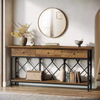 Table console/table d'entrée étroite de 180 cm de long avec 3 tiroirs – 2 niveaux – Style industriel