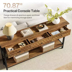 Table console/table d'entrée étroite de 180 cm de long avec 3 tiroirs – 2 niveaux – Style industriel