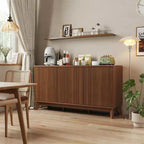 Buffet en bois de 58 po avec portes incurvées – Étagères réglables, Rangement de salle à manger style ferme moderne