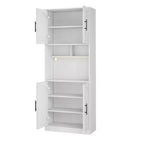 Tall Kitchen Hutch Bar Cabinet with Microwave Stand Kitchen Pantry Cabinet with LED Light, Cupboard for Dining Room,