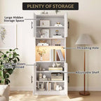 Vaisselier haut avec meuble bar, support pour micro-ondes et éclairage LED – Armoire de rangement pour la salle à manger
