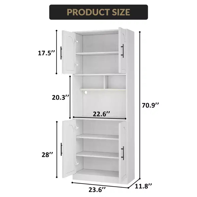 Vaisselier haut avec meuble bar, support pour micro-ondes et éclairage LED – Armoire de rangement pour la salle à manger