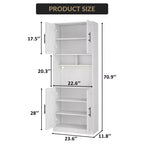 Vaisselier haut avec meuble bar, support pour micro-ondes et éclairage LED – Armoire de rangement pour la salle à manger