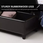Banc de rangement ottoman en similicuir de 130 cm – Coffre capitonné à couvercle relevable pour salon et entrée